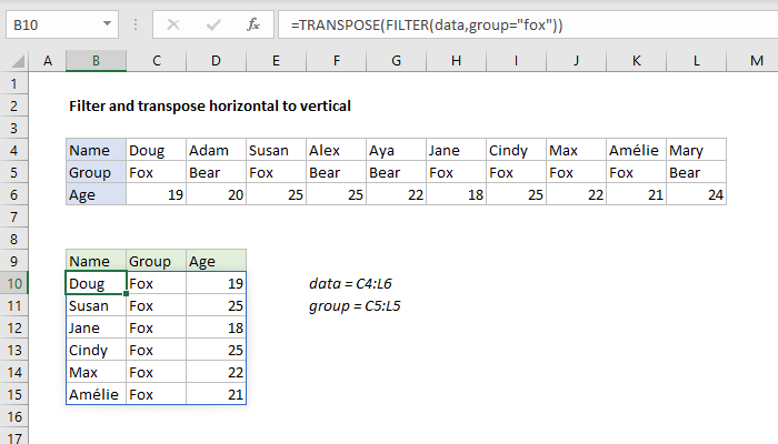 Excel Formula Filter And Transpose Horizontal To Vertical Exceljet 3093